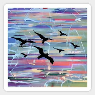 Birds in Flight Abstract Sticker